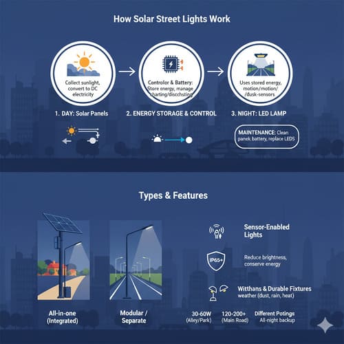 solar street lights types and working principal